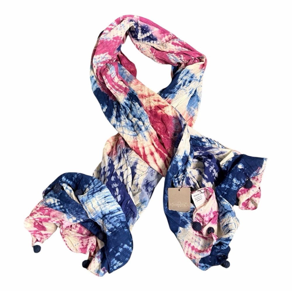 Erfurt Tucher Pink and Blue Tie-Dye Scarf